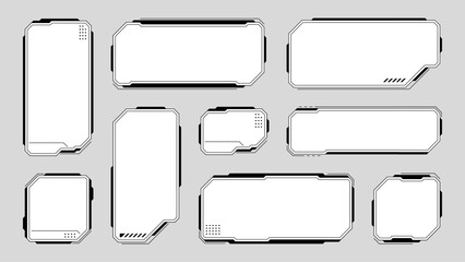 Fototapete - Set of HUD UI element frames. Text boxes in abstract tech style. cyberpunk style. hi-tech design. Modern technology banners. Vector graphics. game interface elements. sci-fi frames