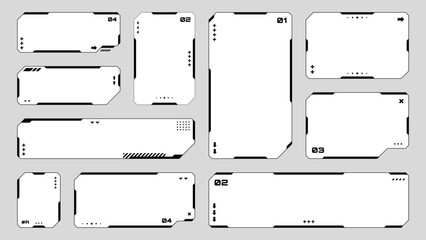 Fototapete - Set of HUD UI element frames. Text boxes in abstract tech style. cyberpunk style. hi-tech design. Modern technology banners. Vector graphics. game interface elements. sci-fi frames