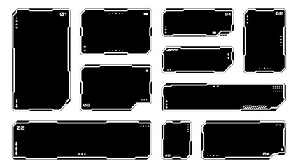 Fototapete - Set of HUD UI element frames. Text boxes in abstract tech style. cyberpunk style. hi-tech design. Modern technology banners. Vector graphics. game interface elements. sci-fi frames