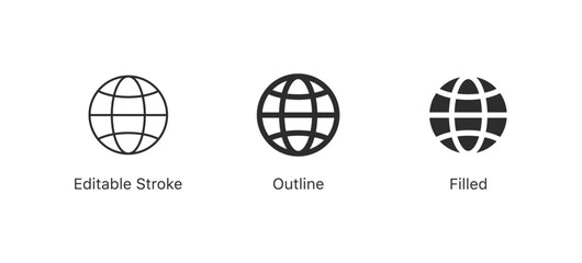 Aufkleber - earth and globe icon set. world map line icon. website global vector icon