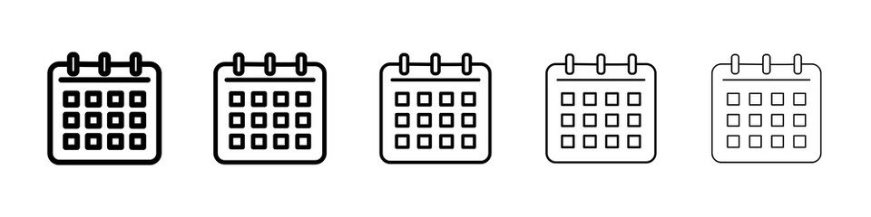 Calendar icon graphic set. trendy stroke line style