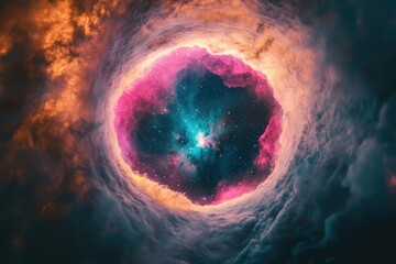 Wall Mural - A stunning cosmic formation with swirling clouds of gas and dust, revealing a vibrant, star-filled nebula.