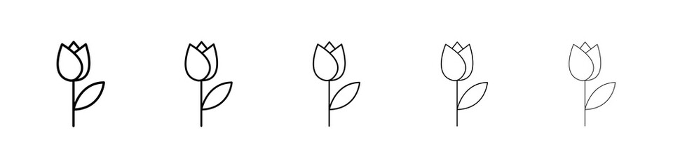 Flower tulip icon graphic set. trendy stroke line style