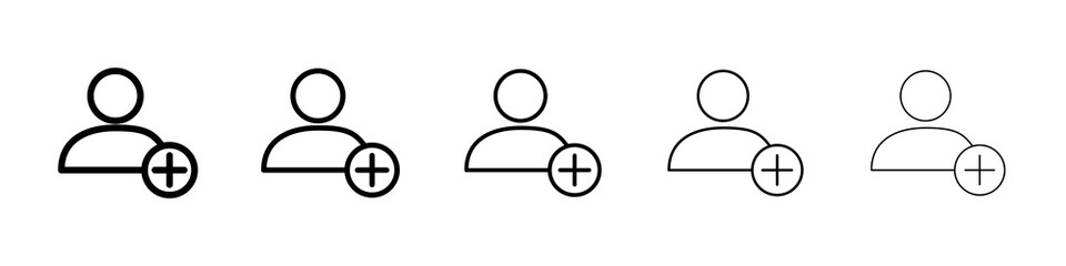 User add icon graphic set. trendy stroke line style