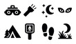 © Fortune228 - Night camping silhouette icon set. outdoor adventure and exploration symbols
