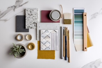 Leinwandbilder - Creative Interior Mood Board Featuring Paint Swatches and Design Samples for Home Decor Inspiration and Renovation Ideas