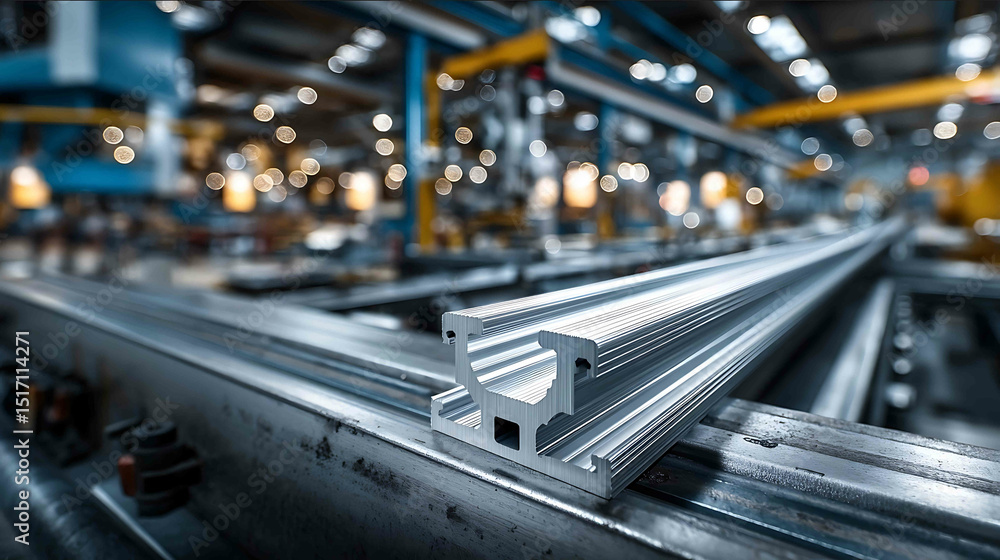 Product photo of custom aluminum extrusions in a manufacturing ...