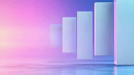 Leinwandbilder - Abstract Geometric Pathway: Pastel-hued geometric shapes create an abstract pathway receding into a vibrant, nebulous background, offering a sense of depth and mystery.