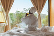 © Milles Team/Stocksy - Guest drinking fresh orange juice at luxury hotel