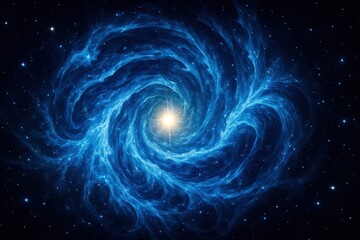 Wall Mural - celestial masterpiece blue and white nebula with a central sun and countless stars in deep space abs