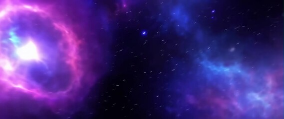 Wall Mural - anamorphic video colorful universe glowing nebula light
