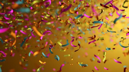 Poster - A festive and colorful party with flying neon confetti on a blue background