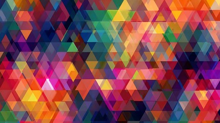 Poster - A vibrant and colorful abstract background composed of various sized triangles