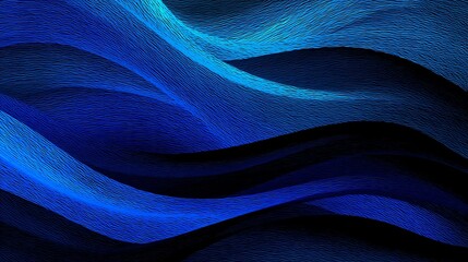 Poster - Black dark azure cobalt sapphire blue abstract background color gradient geometric shape wave wavy curved line rough grunge grain