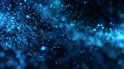 Fototapete - Blue glow particle abstract bokeh background