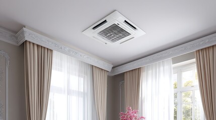Aufkleber - Brightly lit room featuring a ceiling-mounted air conditioner