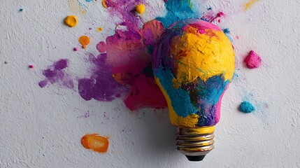 Aufkleber - Colorful creative idea concept with lightbulb made from colorful paint