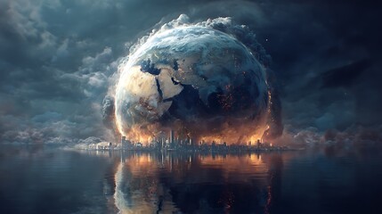 Aufkleber - Concept of global warning, climate change and dying earth