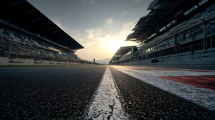 Aufkleber - Deserted motor sport asphalt race track, empty of any cars