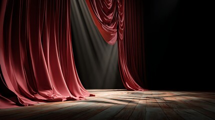 Poster - Empty theatre stage with curtains