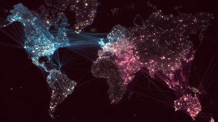 Aufkleber - Mobile technology business concept, global network connection