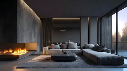 Aufkleber - Living room minimalist interior design