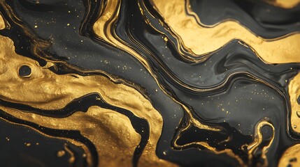 Poster - Luxury gold and black liquid background, fluid splash, swirl on white, luxury golden flow, luxus gold background dynamic flow wave 3d