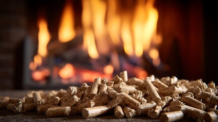 Aufkleber - Pellets in front of a fireplace