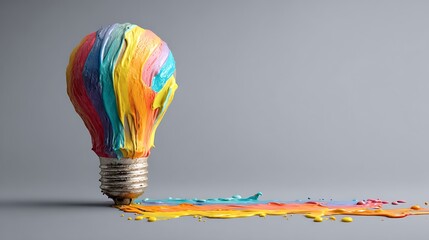 Aufkleber - Unique creative idea concept with lightbulb made out of paint