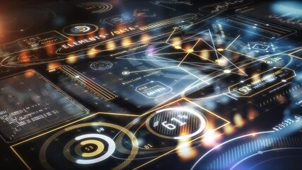Wall Mural - futuristic digital interface processing data flow in cyberspace