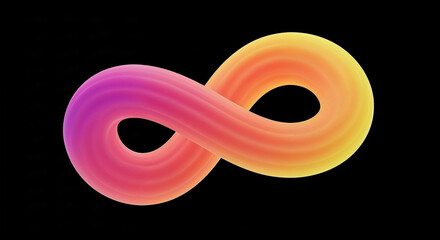 Aufkleber - Infinity symbol glowing with vibrant colors on black background