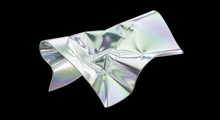 Aufkleber - Crumpled holographic foil floating on black background