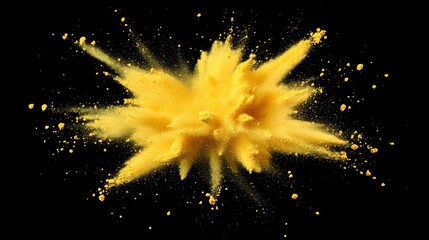 Wall Mural - vibrant yellow powder explosion on black background.