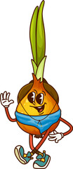 Poster - Groovy onion cowboy or vegetable bandit character and sheriff of Wild West, cartoon vector. Funny groovy onion in cowboy hat and Western kerchief bandana with happy smile on face for cartoon character