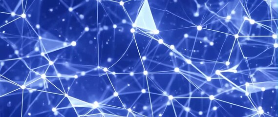 Wall Mural - anamorphic video conceptual modern futuristic geometric, abstract net with dots and triangle shapes 