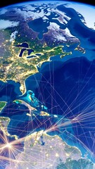 Wall Mural - vertical video modern network connections over earth. artificial intelligence and big data concept. 