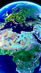 Wall Mural - vertical video modern network connections over earth. artificial intelligence and big data concept. 