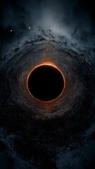Wall Mural - vertical video supermassive black hole, a black hole or wormhole into another galaxy in another univ