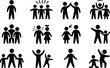 © Ahsan - Vector illustration set of simple black and white people icons representing different group interactions