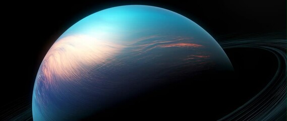 Wall Mural - anamorphic video planet neptune, solar system in space