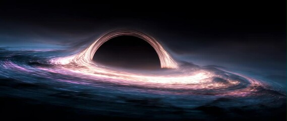 Wall Mural - anamorphic video supermassive black hole, a black hole or wormhole into another galaxy in another un