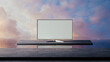 © Marcos Osorio/Stocksy - Modern television set in a surrealist interior with vibrant backdrop