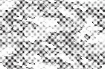 Leinwandbilder - Abstract halftone seamless camouflage pattern. Repeating digital dotted hexagonal camo military texture background. Abstract modern fabric textile ornament. Vector illustration.
