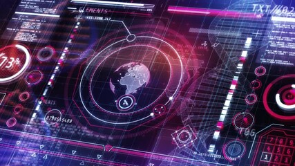 Wall Mural - futuristic global surveillance system monitoring planet earth activities