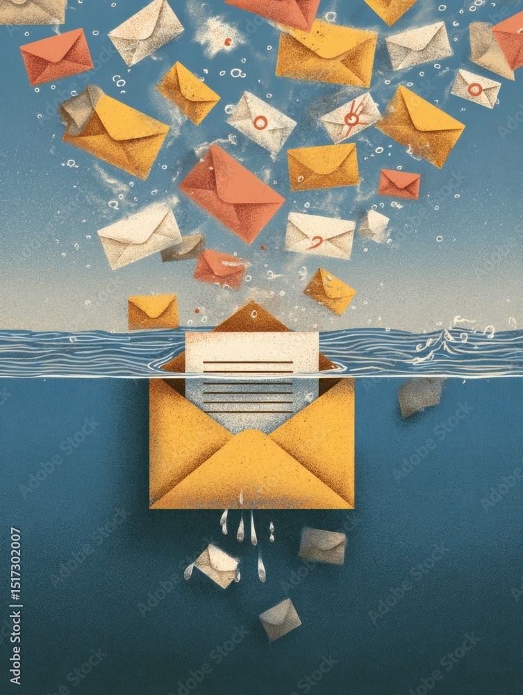 Overflow Message Overflowing Email Inbox Showcasing Error Messages With a Clear Top ...