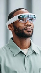 Aufkleber - Innovative AR Training with Smart Augmented Reality Glasses on Engineer in Industrial Workspace - Advanced Tech for Enhanced Productivity and Digital Integration