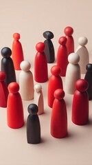 Poster - Diverse Wooden Game Pieces Symbolizing Workforce Inclusion and Strength in Minimalist Business Strategy and Social Equity Context
