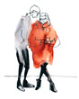 © Olga Khutornenko/Stocksy - Urban Couple Watercolor Illustration