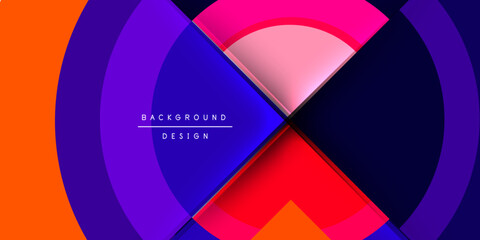Aufkleber - Abstract vibrant design features overlapping circles. Colors transition from orange, purple, pink, blue. Modern aesthetic, dark background.