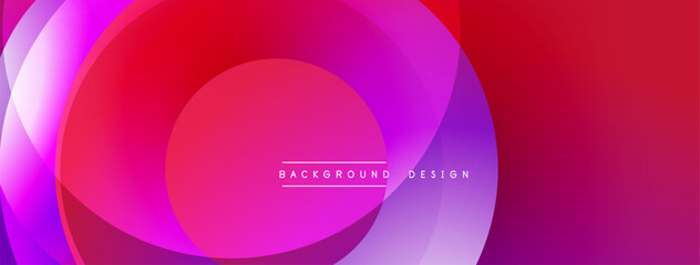 Aufkleber - Abstract vibrant layers create dynamic composition. Pink, purple hues blend smoothly, forming circular shapes. Modern design element.